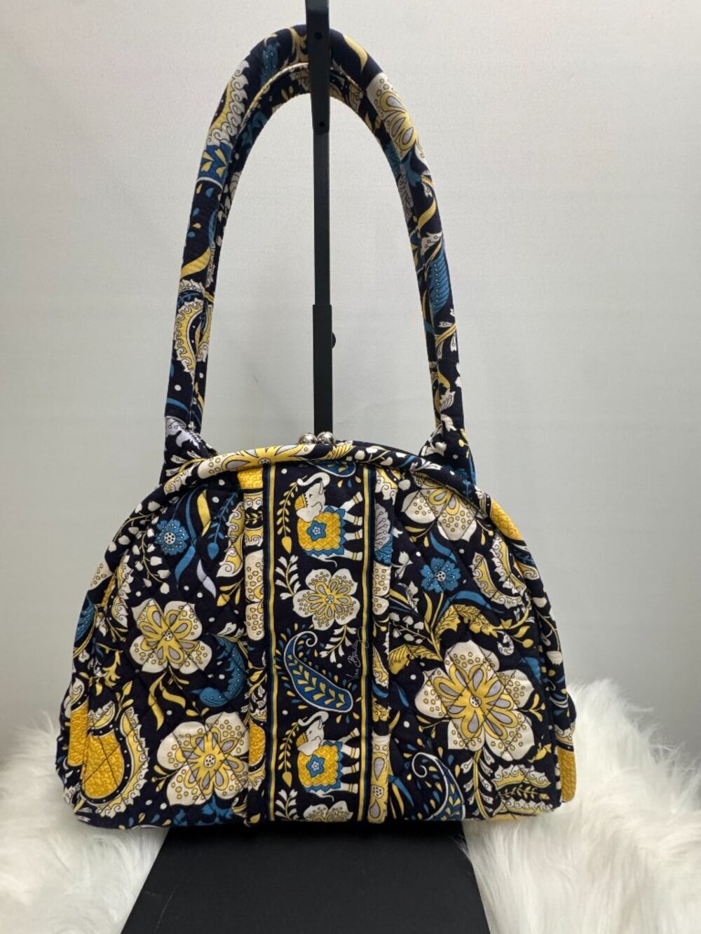 Vera Bradley Ellie Blue Frame Bag Vintage Elephant Kiss Lock Handbag Retro